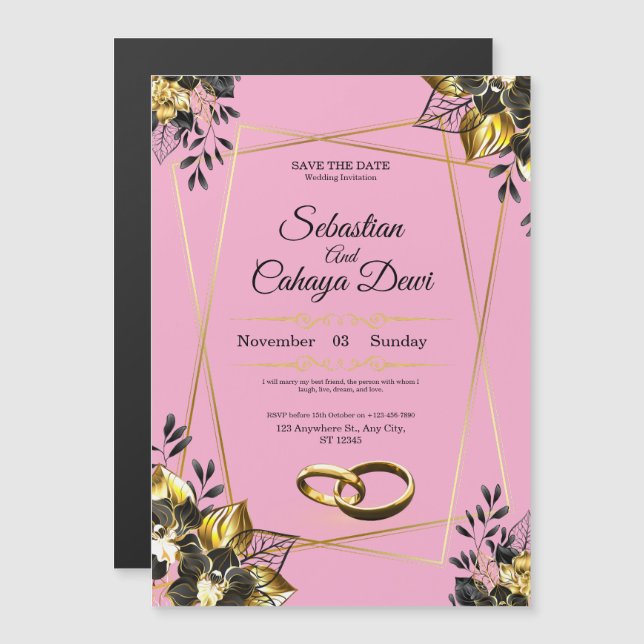 Elegant Wedding Invitation Card (Front/Back)