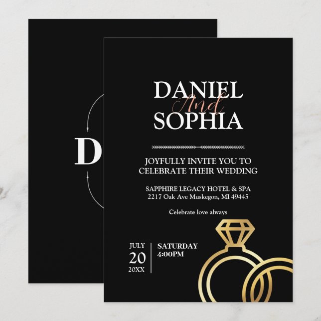 Elegant Wedding Invitation card (Front/Back)