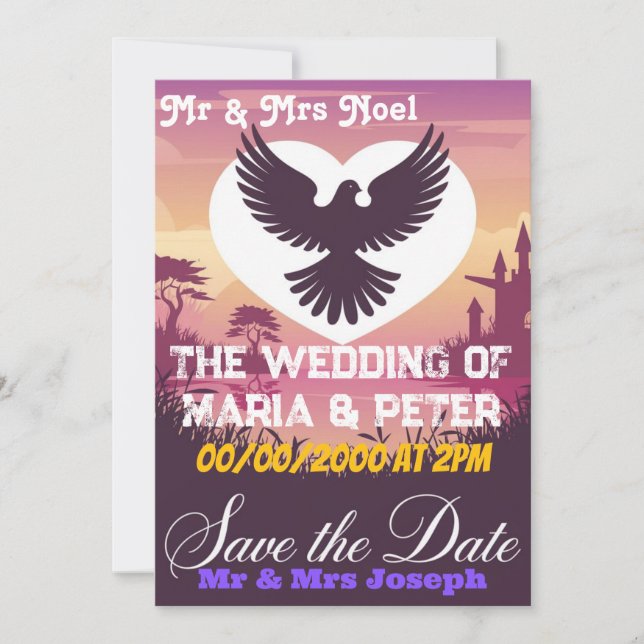 Elegant Wedding Invitation Card with a Heart-Shape (Front)