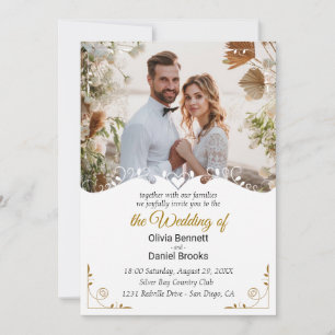 Elegant wedding invitation card with photo