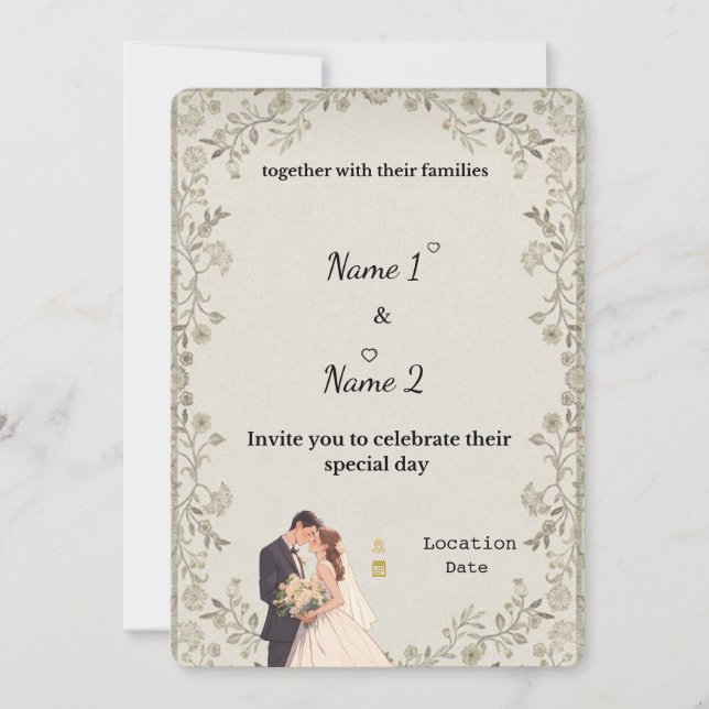 Elegant Wedding Invitation | Editable template  (Front)