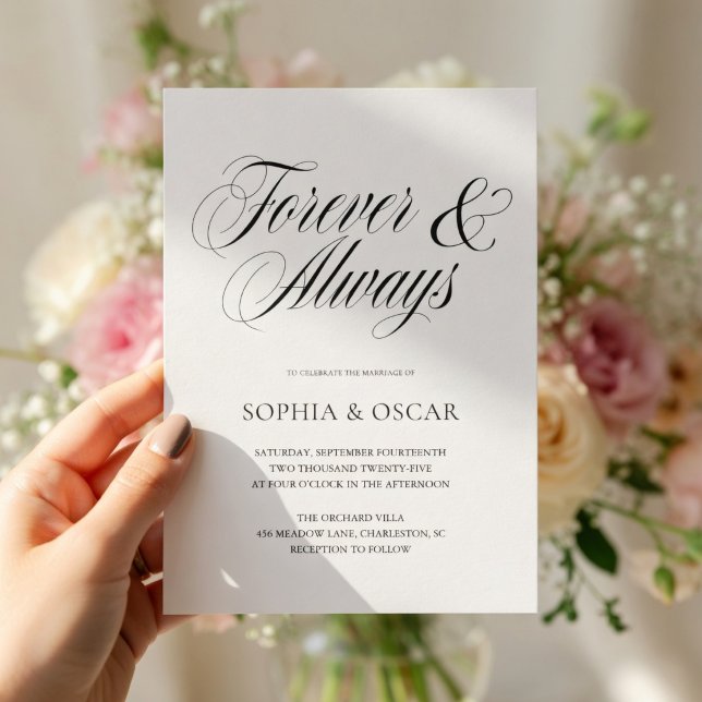 Elegant Wedding Invitation Forever & Always Script (Creator Uploaded)