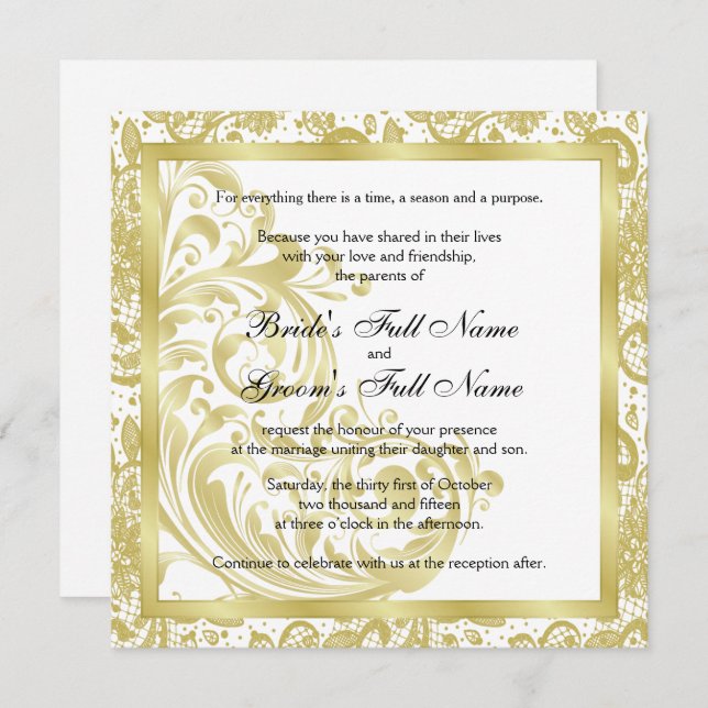 Elegant Wedding Invitation - Gold (Front/Back)