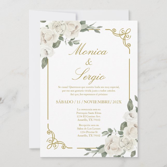 Elegant Wedding Invitation in Spanish (Front)