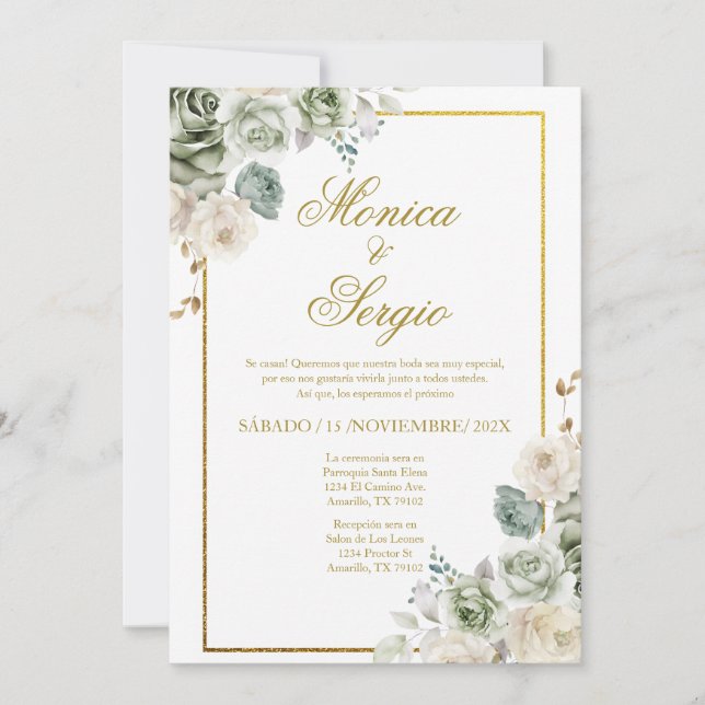 Elegant Wedding Invitation in Spanish (Front)