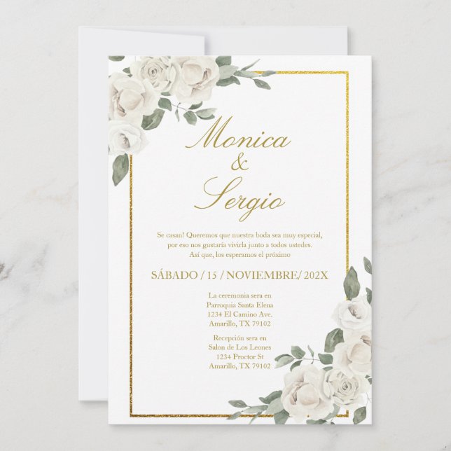 Elegant Wedding Invitation in Spanish (Front)