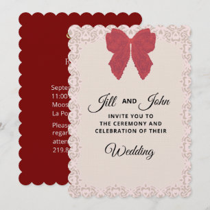 Elegant Wedding Invitation Lace Bow