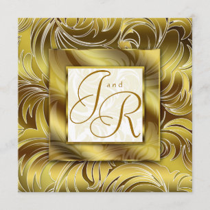 Elegant Wedding Invitation Leaf Floral Gold