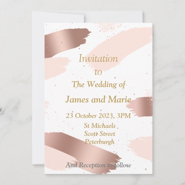 Elegant Wedding Invitation, pink splash Invitation (Front)