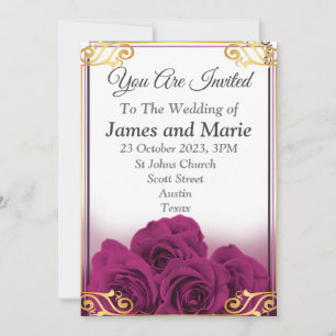 Elegant Wedding Invitation, purple roses Invitation