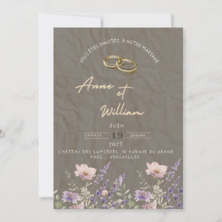 Elegant Wedding Invitation | Rings & Flowers