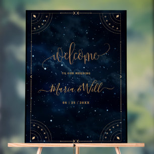 Elegant Wedding Invitation starry night Wedding Acrylic Sign