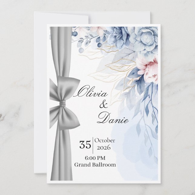 Elegant Wedding Invitation Template | Modern Minim (Front)
