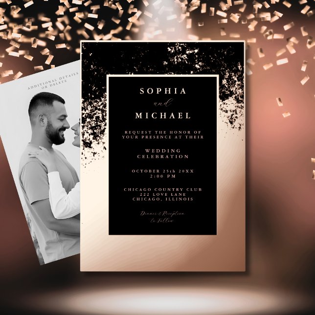 Elegant Wedding Invitation Template Photo Black (Creator Uploaded)