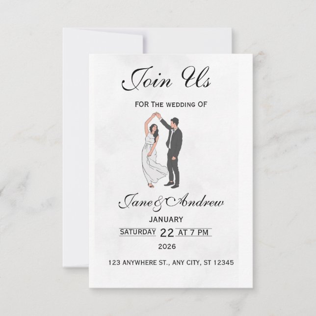 Elegant Wedding Invitation Template - Romantic Flo (Front)