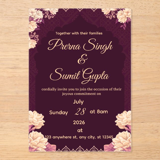 Elegant Wedding Invitation Template - Romantic Flo (Front)