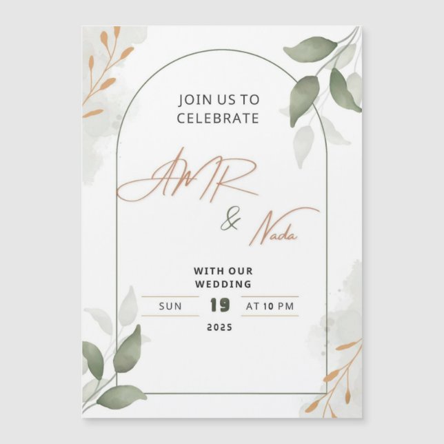 Elegant Wedding Invitation to Celebrate Amr & Nada (Front)