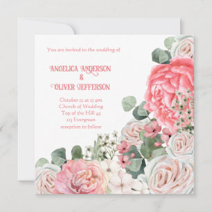 Elegant Wedding invitation Watercolor flowers