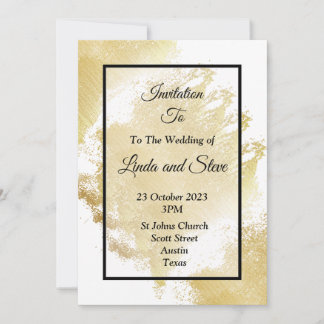 Elegant Wedding Invitation, white and gold Invitation