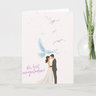 Elegant wedding invitation with bride and groom &
