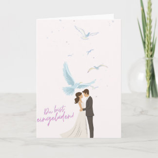 Elegant wedding invitation with bride and groom &