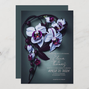 Elegant wedding invitation with Dark Purple Orchid
