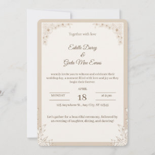 Elegant Wedding Invitation with Floral Patterns