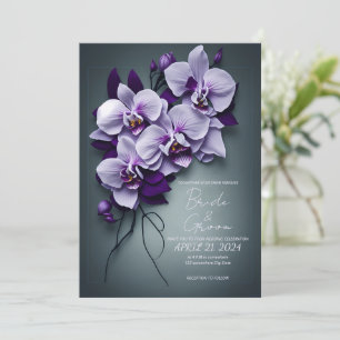 Elegant wedding invitation with orchids.