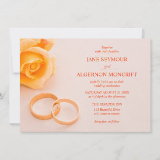 Elegant wedding invitation with rose