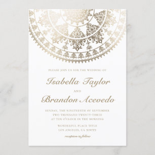 Elegant Wedding Invitations Gold Foil Mandala