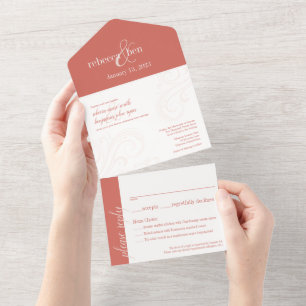 Elegant Wedding Invite, Coral All-in-One All In One Invitation