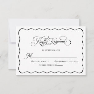 Elegant Wedding Kindly Respond Modern Black RSVP Card