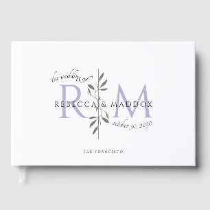 Elegant Wedding Lavender Botanical Monogram Guest Book