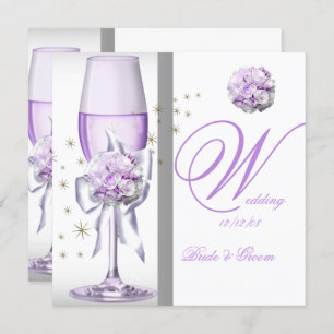 Elegant Wedding Lavender Purple Lilac Champagne Invitation