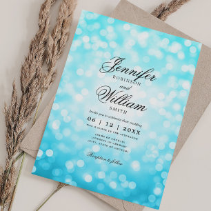 Elegant Wedding Lights Turquoise QR RSVP Invitation