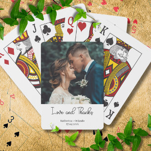 Elegant Wedding Love and Thanks Photo Playing Cards