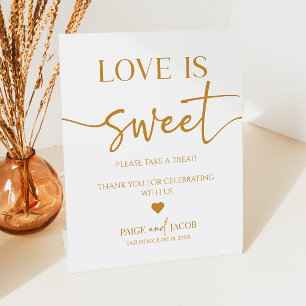 Elegant Wedding Love Is Sweet Treat Table Pedestal Sign