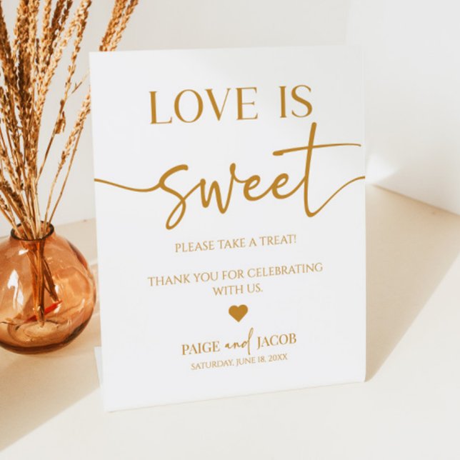 Elegant Wedding Love Is Sweet Treat Table Pedestal Sign (Creator Uploaded)