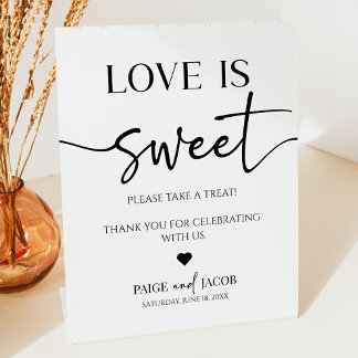 Elegant Wedding Love Is Sweet Treat Table Pedestal Sign