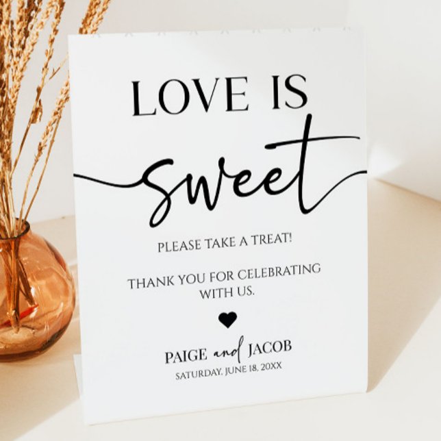 Elegant Wedding Love Is Sweet Treat Table Pedestal Sign (Creator Uploaded)