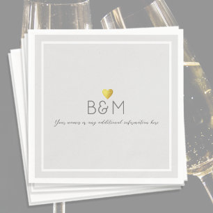 Elegant Wedding Love Monogram Grey Napkin