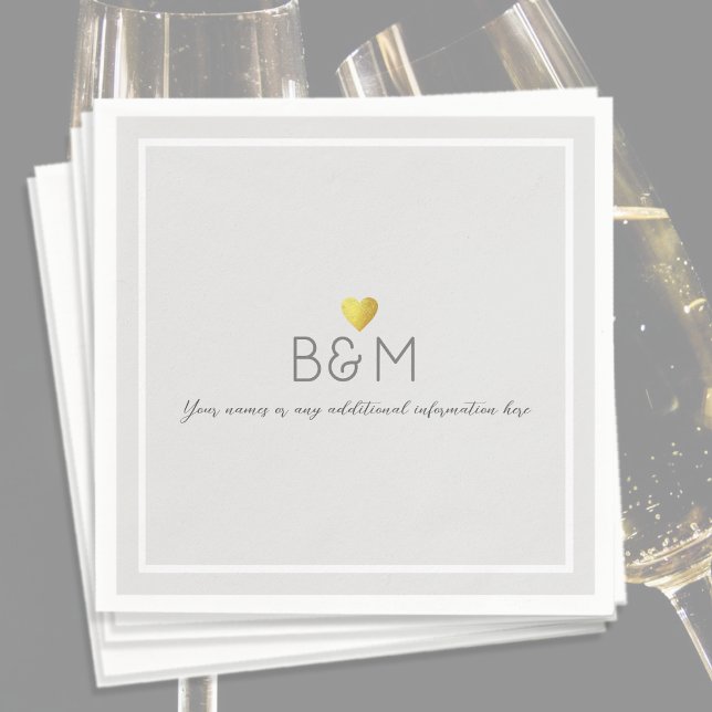 Elegant Wedding Love Monogram Grey Napkin (Creator Uploaded)
