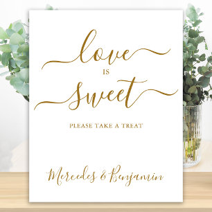 Elegant Wedding Love Sweet Gold Personalised Table Poster