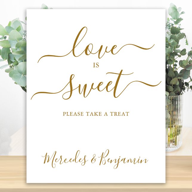 Elegant Wedding Love Sweet Gold Personalised Table Poster (Creator Uploaded)