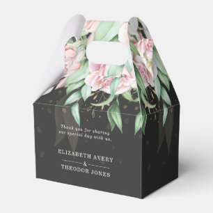 Elegant Wedding Luxury Black and Pink Floral Favour Box