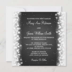 Elegant Wedding Magic Sparkle Black Invitation