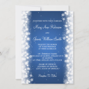 Elegant Wedding Magic Sparkle Blue Invitation