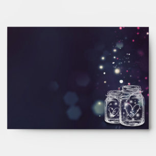 Elegant Wedding Mason Jar Purple Sparkle Lights Envelopes