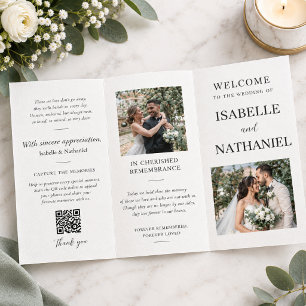 Elegant Wedding Memorial Program In Loving Memory Tri-Fold Invitation