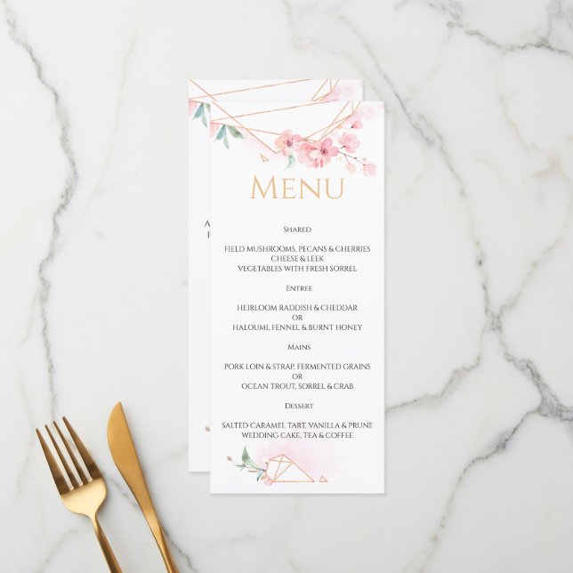 Elegant WEDDING MENU. Menu (Front/Back In Situ)